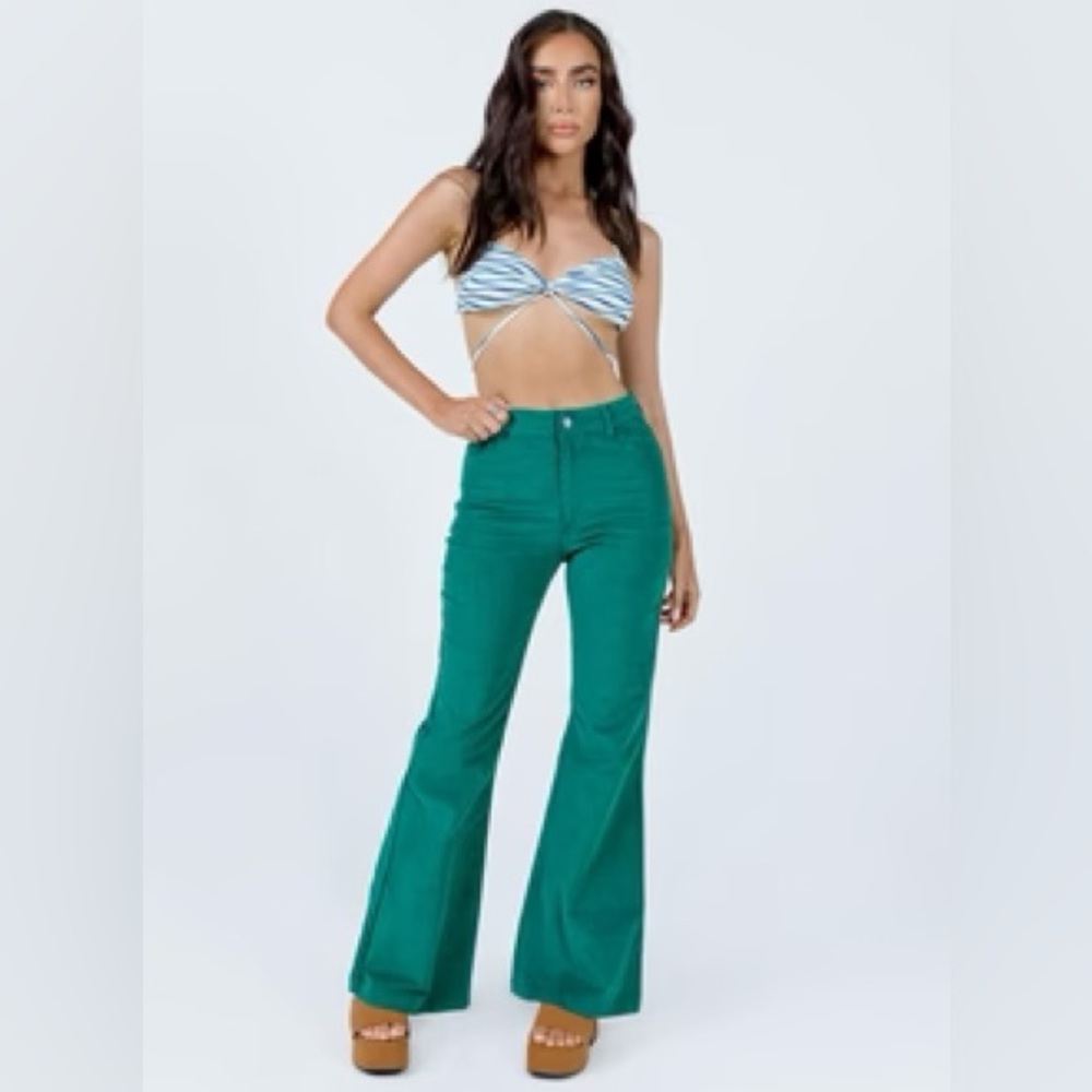 US Women’s SIZE 4 Princess Polly Nadia Denim Jeans Dark Green Bootcut